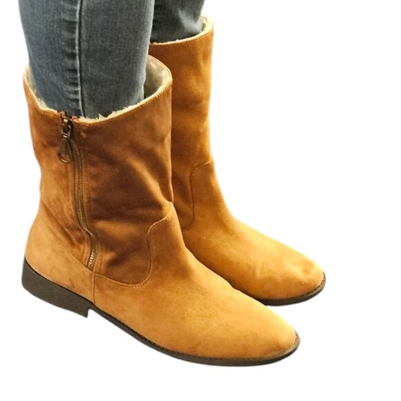 MAURICE'S REGINA FOX FUR ROLL DOWN ANKLE ZIP BOOTS SIZE 10M - Picture 3 of 16